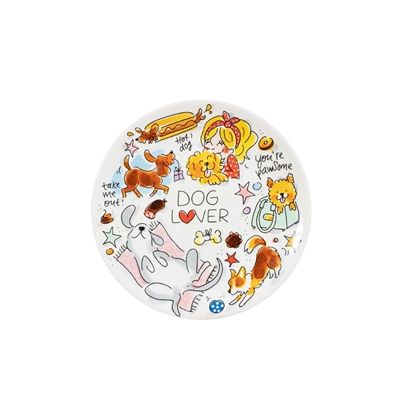 BLOND AMSTERDAM Bord Dog Lover 22 cm – Aardewerk met Hondenfiguren