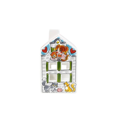 BLOND AMSTERDAM Lichthuisje Kat 8×8×14 cm – Felgekleurde Aardewerk