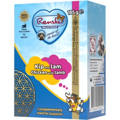 RENSKE Puppy natvoer Vers bereide maaltijd Lam & Kip 70% vers vlees - Hypoallergeen, glutenvrij - 24x185 g