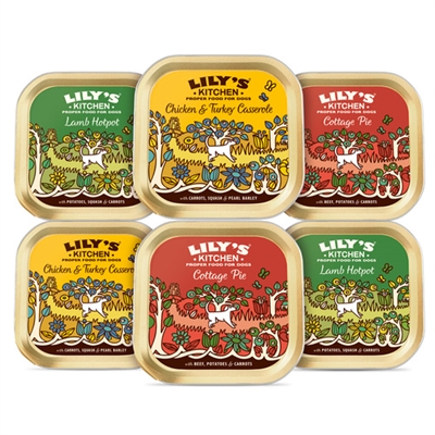 LILY'S KITCHEN Hondenvoer Dinners Tray 6x150 gr – Kip, Rund, Lam