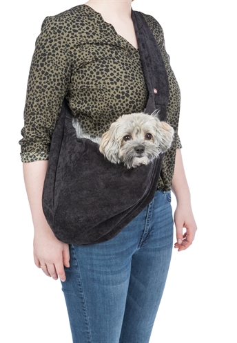 TRIXIE Buikdrager Hond Soft Zwart/Grys 60×22×20 cm – Voor Puppies
