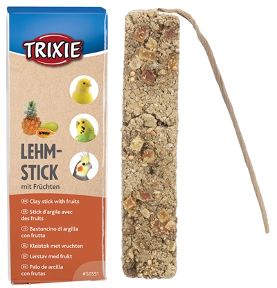 TRIXIE Lehmstange für Kanarienvögel 250 g 8x2 Stück – mit Früchten angereichert