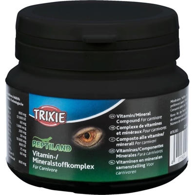 TRIXIE Vitamine- en mineralencomplex Reptiland carnivoor - Zonder fosfor, 30% ultra-fijn calcium + Vitamine D3 - 6x80 g