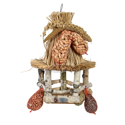 <span id="brand" data="best for birds"/> VOEDERTAFEL HANGEND RIETEN DAK INCLUSIEF VOER