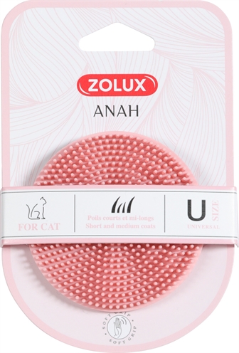 ZOLUX Borstel Anah Rubber - Verwijdert loszittende haren, soft-touch handvat | Roze - 7,5x3 cm