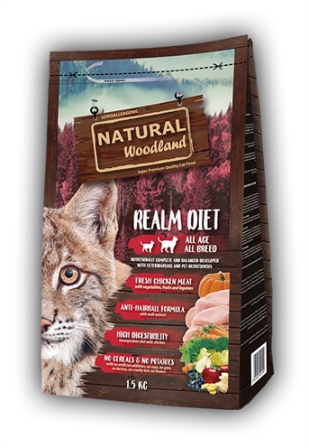 Natural Woodland kattenvoer Realm Diet 1,5 kg – graanvrij, met kip