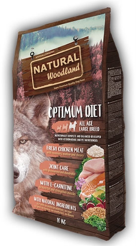 NATURAL WOODLAND Hundefutter OPTIMUM Diät für große Rassen 10 kg – Glutenfrei