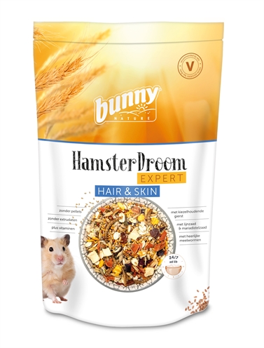BUNNY NATURE Hamstervoer Hamsterdroom Hair & Skin 500 gr – Ondersteunt haar en huid