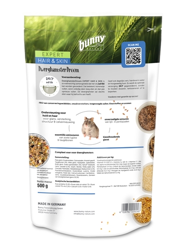 BUNNY NATURE Dwerghamstervoer Dwerghamsterdroom 500 gr – Hair & Skin