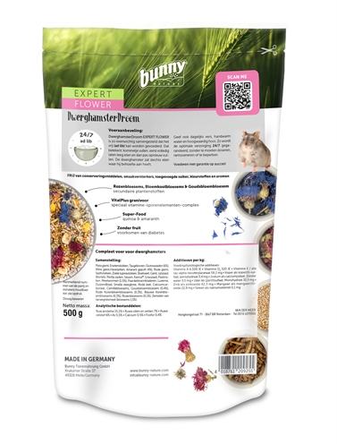 BUNNY NATURE Dwerghamsterdroom Expert Flower 500 gr – Met Bloemen