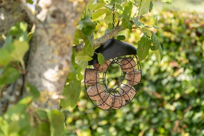 TRIXIE Mezenbolhouder Rond met dak | Metalen weerbestendige houder voor 8 bollen - Zwart - 24x8x8 cm (2 st)