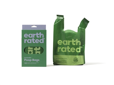 Earth Rated Poepzakjes Lavendel 120 st – Gerecycled met Handvatten