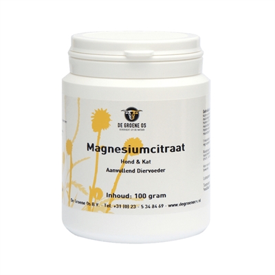 DE GROENE OS Magnesiumcitraat Hond/Kat 100 gr – Voedingssupplement