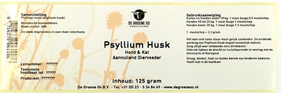 DE GROENE OS Psyllium Husk vezelsupplement - Goede darmwerking & dikkere ontlasting | Biologisch - 125 g