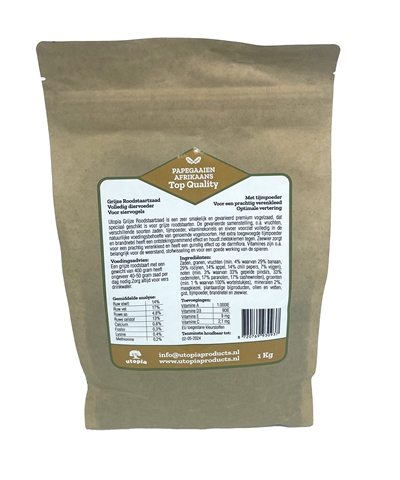 UTOPIA Papegaaienvoer Afrikaans Top Quality | Compleet met tijm & zeewier - 1 kg