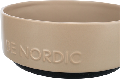 TRIXIE Voerbak hond Be Nordic Keramiek met anti-slip rubberring - Taupe - 1,2 L / 18 cm