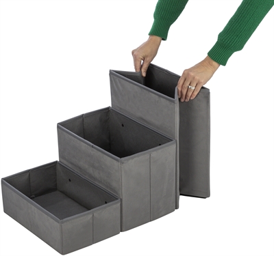 TRIXIE Hondenhuis Harvey - trap & opbergruimte, 2 slaapplekken, wasbare pluche kussens - Grijs/wit - 154x60x60 cm