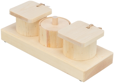 TRIXIE Snack Cups Ratten/Konijnen Hout 15×4,5×6 cm – Intelligentiespel