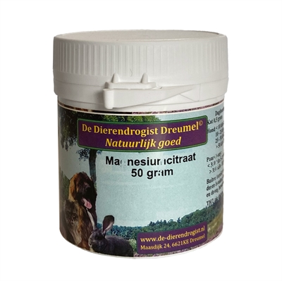 Dierendrogist Magnesium Citraat 50 gr – Voedingssupplement voor Dieren