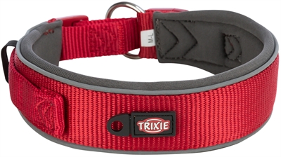 TRIXIE Halsband Hond Extra Breed Rood/Grafiet 53-62×5 cm – Reflecterend
