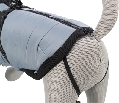 TRIXIE Hondenjas Pontis met geïntegreerd tuig, waterafstotend en fleece-gevoerd - Grijs - 45 cm