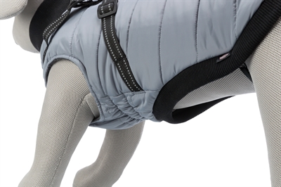 TRIXIE Hondenjas Pontis met geïntegreerd tuig, waterafstotend en fleece-gevoerd - Grijs - 45 cm