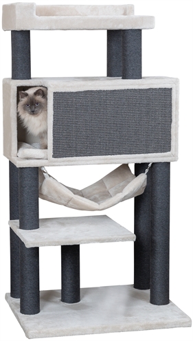 TRIXIE Krabpaal Maciel - Voor grote katten, jute palen & pluche ligplaatsen - Grijs - 155 cm