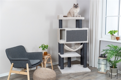 TRIXIE Krabpaal Maciel - Voor grote katten, jute palen & pluche ligplaatsen - Grijs - 155 cm