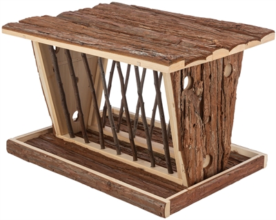 TRIXIE Hooiruif Schorshout met bodem en deksel - Beschermt tegen vocht, opvangbodem - 40x30x22 cm