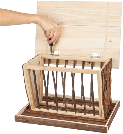 TRIXIE Hooiruif Schorshout met bodem en deksel - Beschermt tegen vocht, opvangbodem - 40x30x22 cm