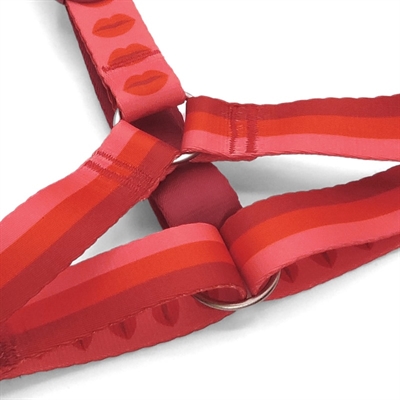 MORSO Hondentuig H-Tuig Gerecycled PET - Verstelbaar & Zacht - Lipstick roze - 70-100 x 2,5 cm