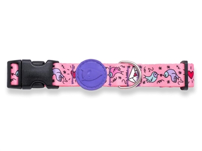 MORSO Halsband hond Sweet Tweet - Gerecycled & huidvriendelijk - Roze - 43-70x2,5 cm