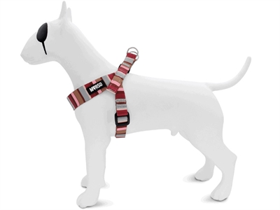 MORSO Hondentuig Mini Verstelbaar – Gerecycled PET, Zacht | Rood/Roze - 29-38x2,5 cm