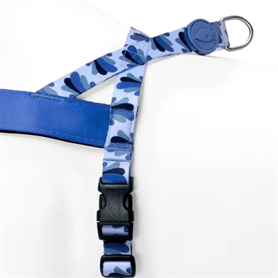 MORSO Hondentuig Norwegian Gerecycled PET & comfortabel neopreen borststuk - Splash blauw - 39-48x35 cm