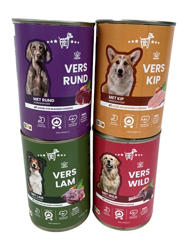 FREDS Hondenvoeding Blik Vers Rund 12x400 gr – Hoog Vochtgehalte