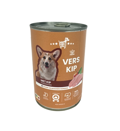 FREDS Hondenvoer Blik Vers Kip 12X400 gr – Natvoer met hoog vochtgehalte
