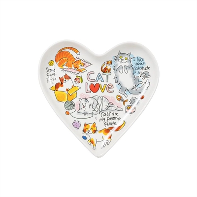 BLOND AMSTERDAM Bord Hart Cat Love 22 cm – Aardewerk Vrolijke Kleuren