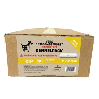 FREDS hondenvoer gestoomd vers vlees worst Kip 10×900 gr – tarwe- en glutenvrij