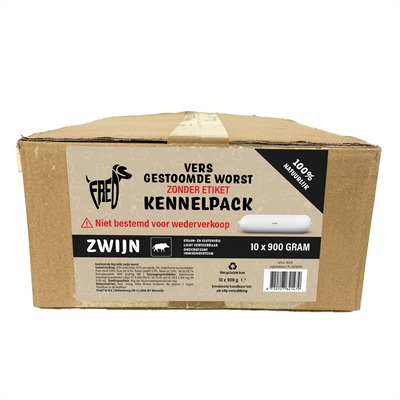 FREDS Hondenvoeding Gestoomde Vlees Worst Wild Zwijn 10x900 gr – Graan- en Glutenvrij