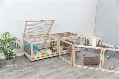 TRIXIE Indoor Verblijf Cavia's en Konijnen 150×50×60 cm – Hout/Metaal
