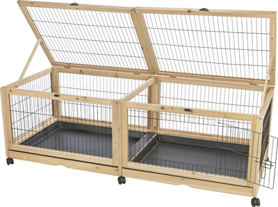 TRIXIE Indoor Verblijf Cavia's en Konijnen 150×50×60 cm – Hout/Metaal