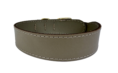 SAZZZ Hondenhalsband Pioneer Classic Hoogwaardig leer verstelbaar met gesp - Taupe - 42-50x3,5 cm