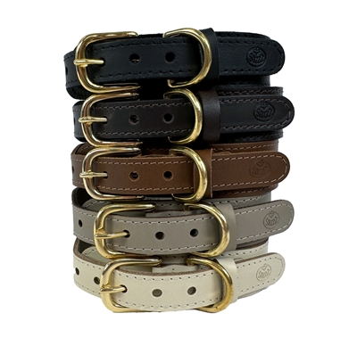 SAZZZ Hondenhalsband Pioneer Classic Hoogwaardig leer verstelbaar met gesp - Taupe - 42-50x3,5 cm