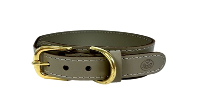 SAZZZ Hondenhalsband Pioneer Classic Hoogwaardig leer verstelbaar met gesp - Taupe - 42-50x3,5 cm