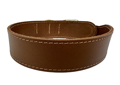 SAZZZ Hondenhalsband Pioneer Classic Hoogwaardig leer - Zadelbruin - 42-50 x 3,5 cm