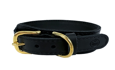 SAZZZ Hondenhalsband Pioneer Classic Hoogwaardig leer, verstelbaar met gesp - Zwart - 42-50 x 3,5 cm