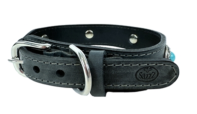 SAZZZ Hondenhalsband Boho Treasure Stone Antraciet 37-45×3,5 cm