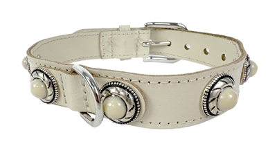 SAZZZ Hondenhalsband Adventure Stone Leer Creme 27-33×2,5 cm