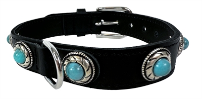 SAZZZ Hondenhalsband Adventure Stone Leer Zwart 27×2,5 cm – Verstelbaar