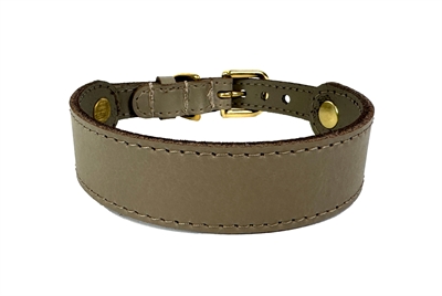 SAZZZ Hondenhalsband Sweetie Classic Leer Taupe 22×2,5 cm – Verstelbaar